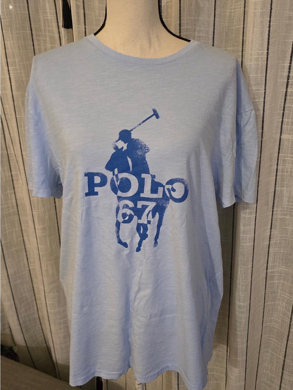 Ralph Lauren Light Blue Tee with Blue Polo Player Graphic